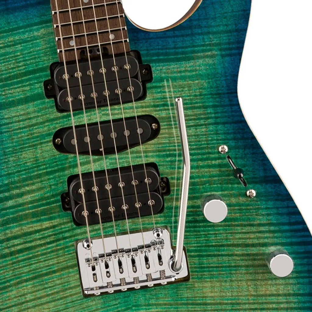 Charvel MJ DK24 HSH 2PT W in Mahogany with Flame Maple Top and Wenge Fingerboard - Caribbean Burst