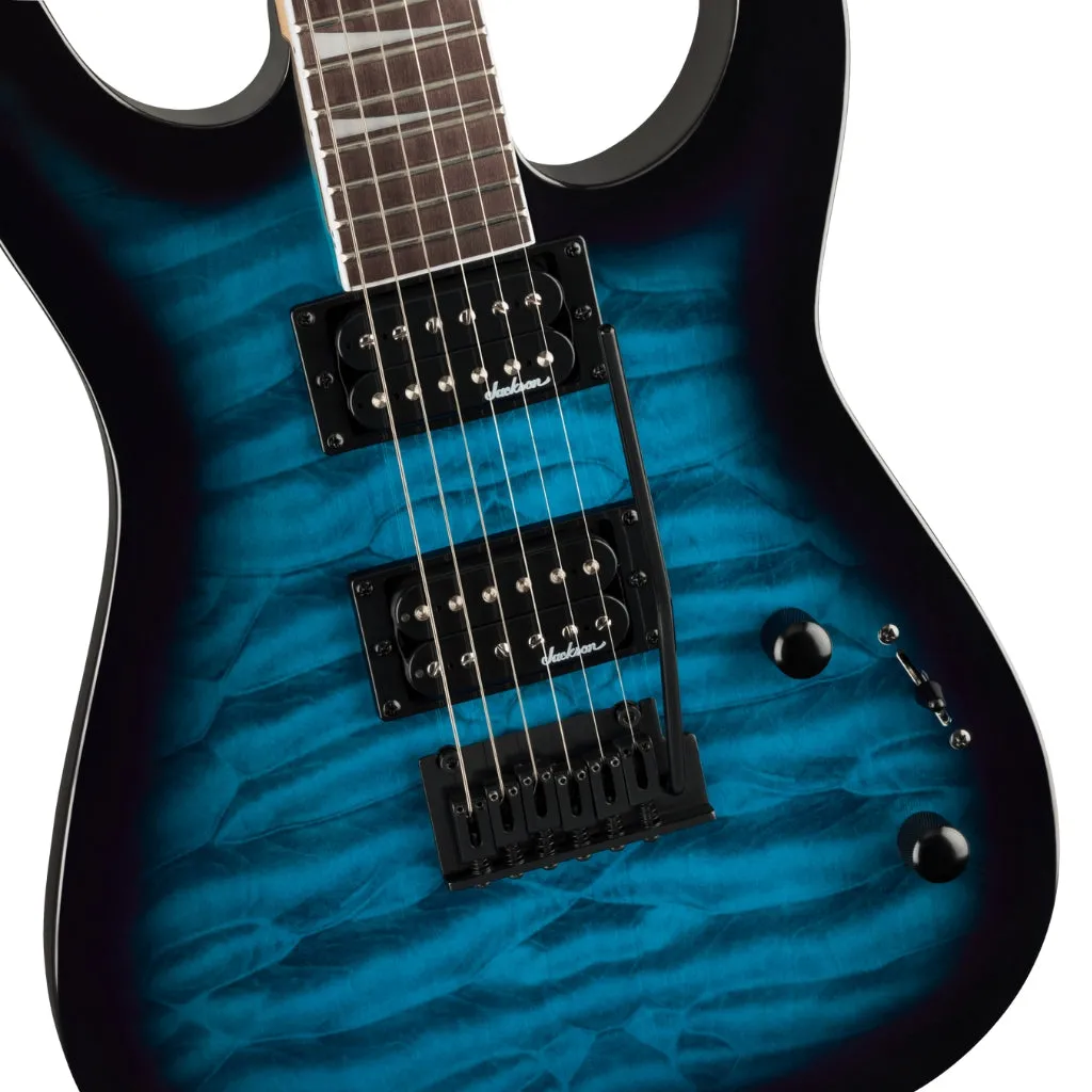 Jackson JS Series Dinky JS20 DKQ 2PT in Transparent Blue Burst