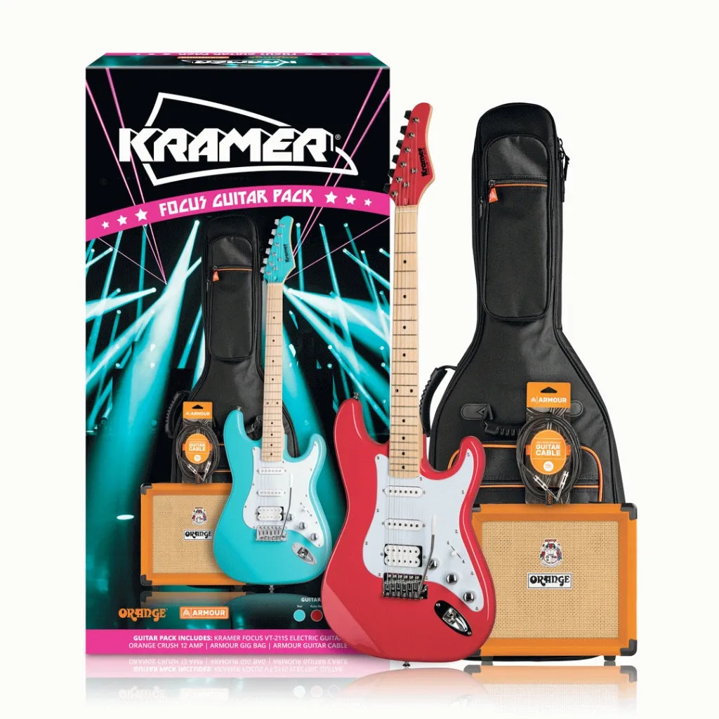Kramer Focus VT211S Guitar Pack w/ Crush & Accessories - Ruby Red