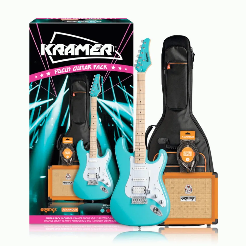Kramer Focus VT211S Guitar Pack w/ Crush & Accessories - Teal