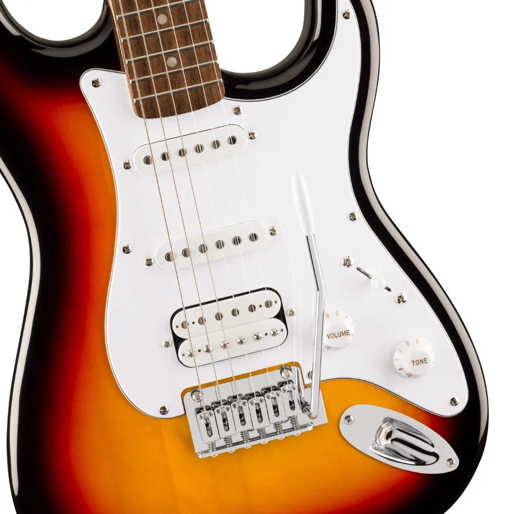 Squier Affinity Series Stratocaster Junior HSS Laurel Fingerboard with White Pickguard - 3 Colour Sunburst