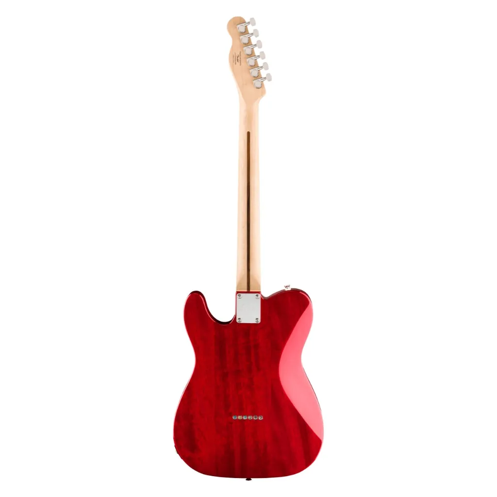 Squier Affinity Series Telecaster SH Flame Maple Top and Laurel Fingerboard with White Pickguard - Crimson Red Transparent