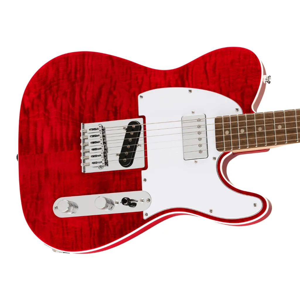 Squier Affinity Series Telecaster SH Flame Maple Top and Laurel Fingerboard with White Pickguard - Crimson Red Transparent