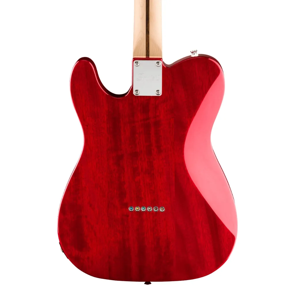Squier Affinity Series Telecaster SH Flame Maple Top and Laurel Fingerboard with White Pickguard - Crimson Red Transparent