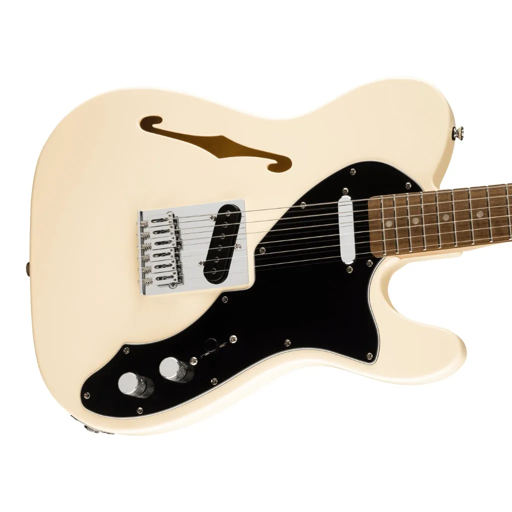 Squier Affinity Series Telecaster Thinline Laurel Fingerboard with Black Pickguard - Olympic White